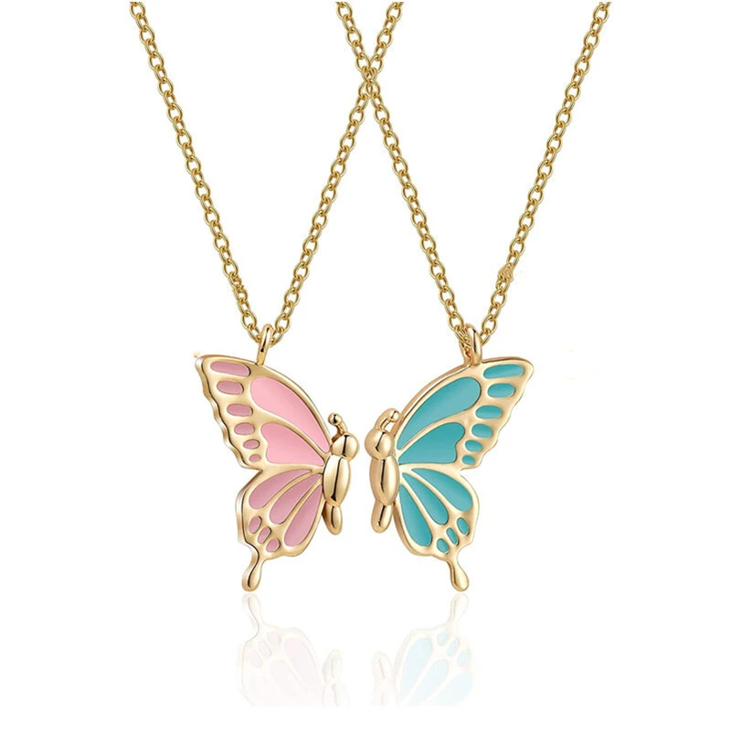 Manufacturer Wholesale Fashion Popular Color Butterfly Pendant Friendship Necklace Men And Women Universal Friendship Necklace 1