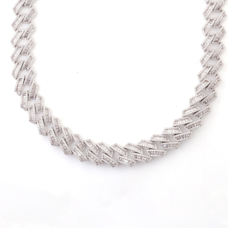 Provence Jewelry Hip Hop Baguette Moissanite Iced Out Cuban Chain 925 Sterling Silver Iced Out Miami Link 1
