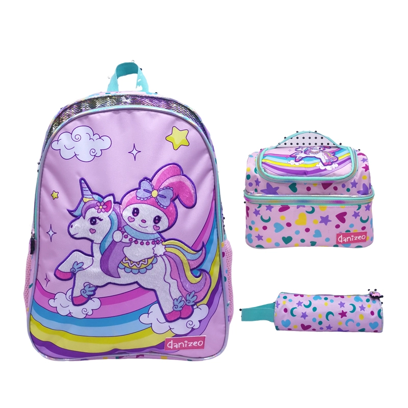 Girls 3 In 1 Unicorn School Bags Set Cartoon Backpack 3 Pieces Kids Student Backpack With Lunch Pencil Bag For Children 1