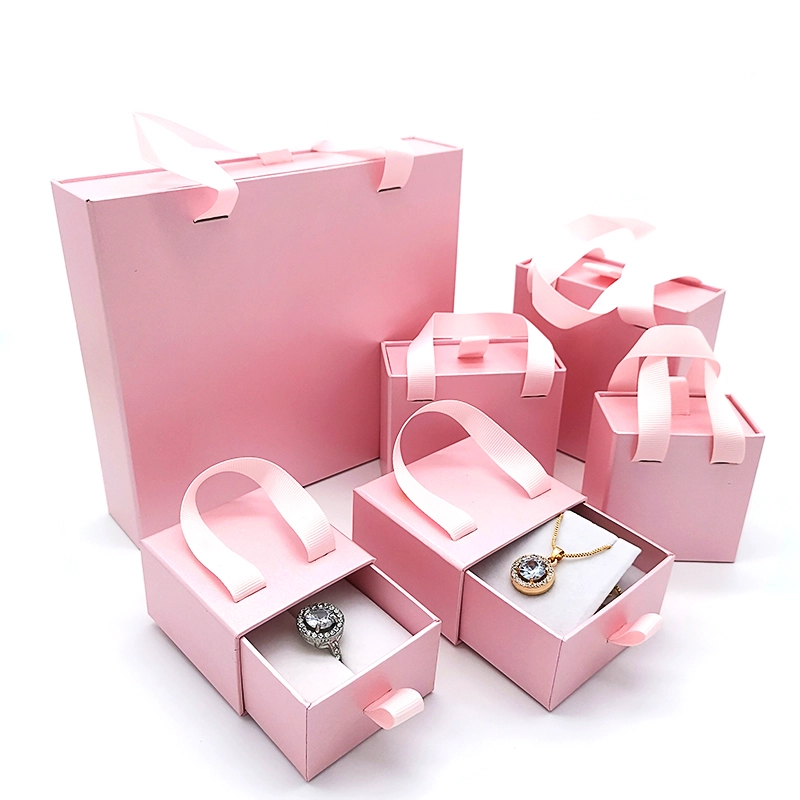 2025 New Design Environmentally Friendly Jewelry Drawer Paper Box With Handle Jewelry Packaging Sliding Gift Box 1