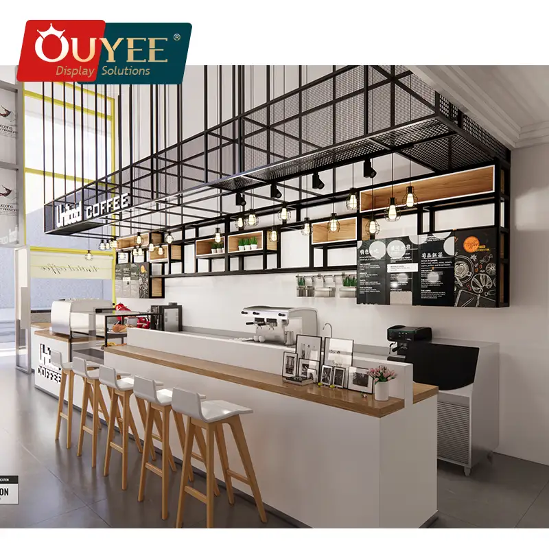 Café- und Ladeneinrichtung: Bubble-Tea-Theke und Kaffeetische 1