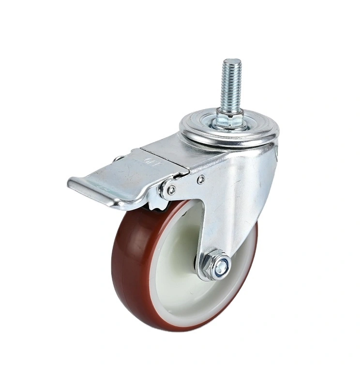 Thermoplastic Rubber Pu Trolley Castor 3 4 5 Blue Red Castor Pu Industrial Wheel Casters With Brake 1