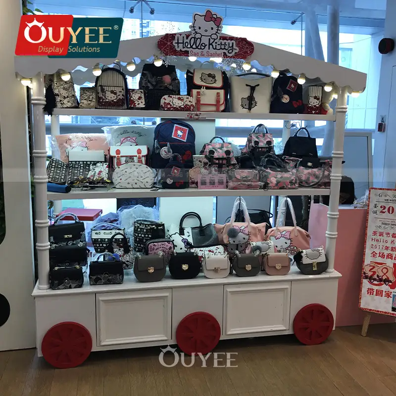 Weißer mobiler Süßigkeitenwagen – Imbissstand aus Holz und Metall mit LED-Beleuchtung 1