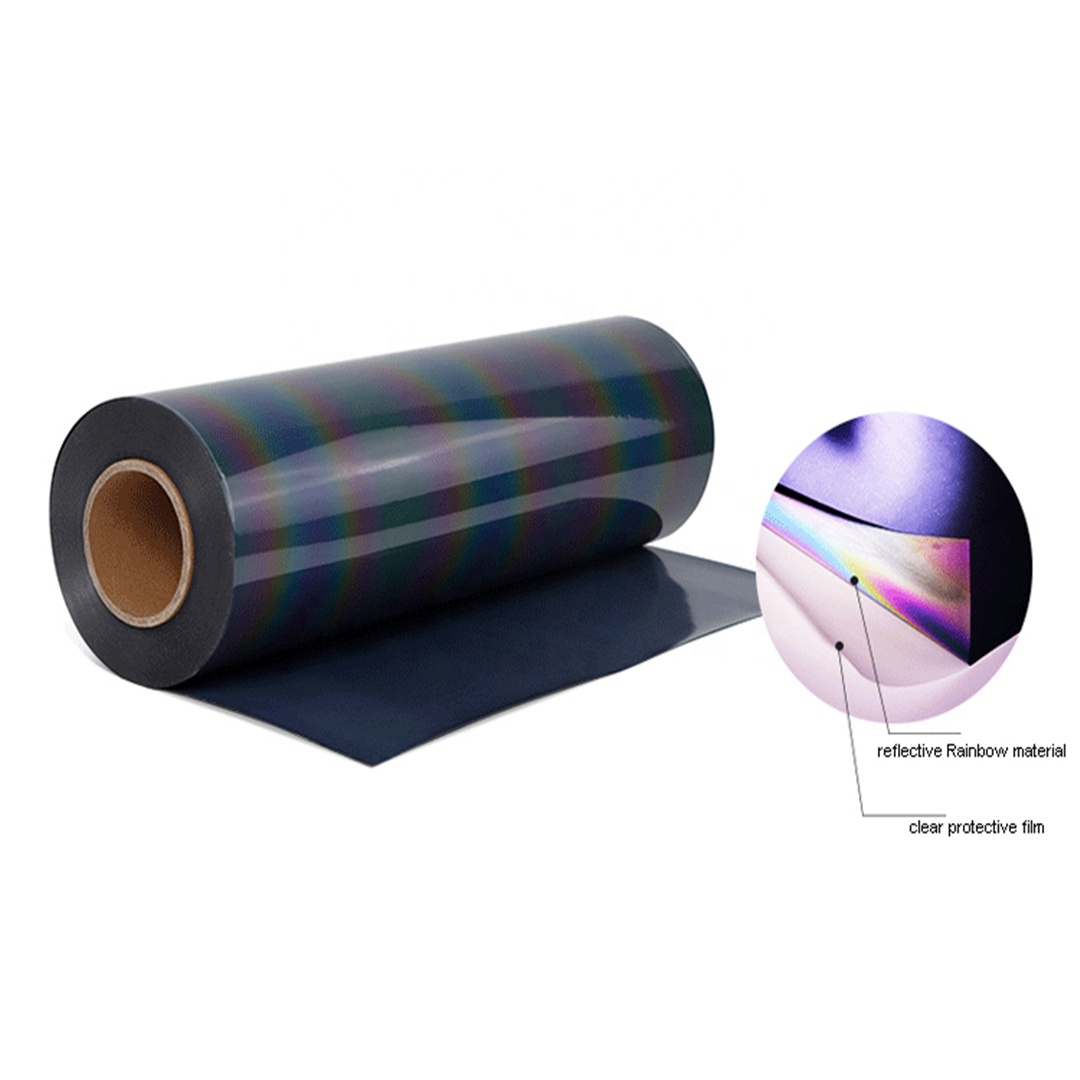 Vinilo de transferencia de calor del arco iris reflectante, HTV al por mayor para camisetas y ropa y bolsos y zapatos 1