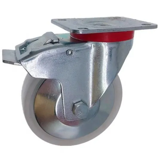 5 Inch 125mm Heavy Duty Roller Bearing European Style Casters Pp Polypropylene Rotating Total Lock Caster Wheels 1