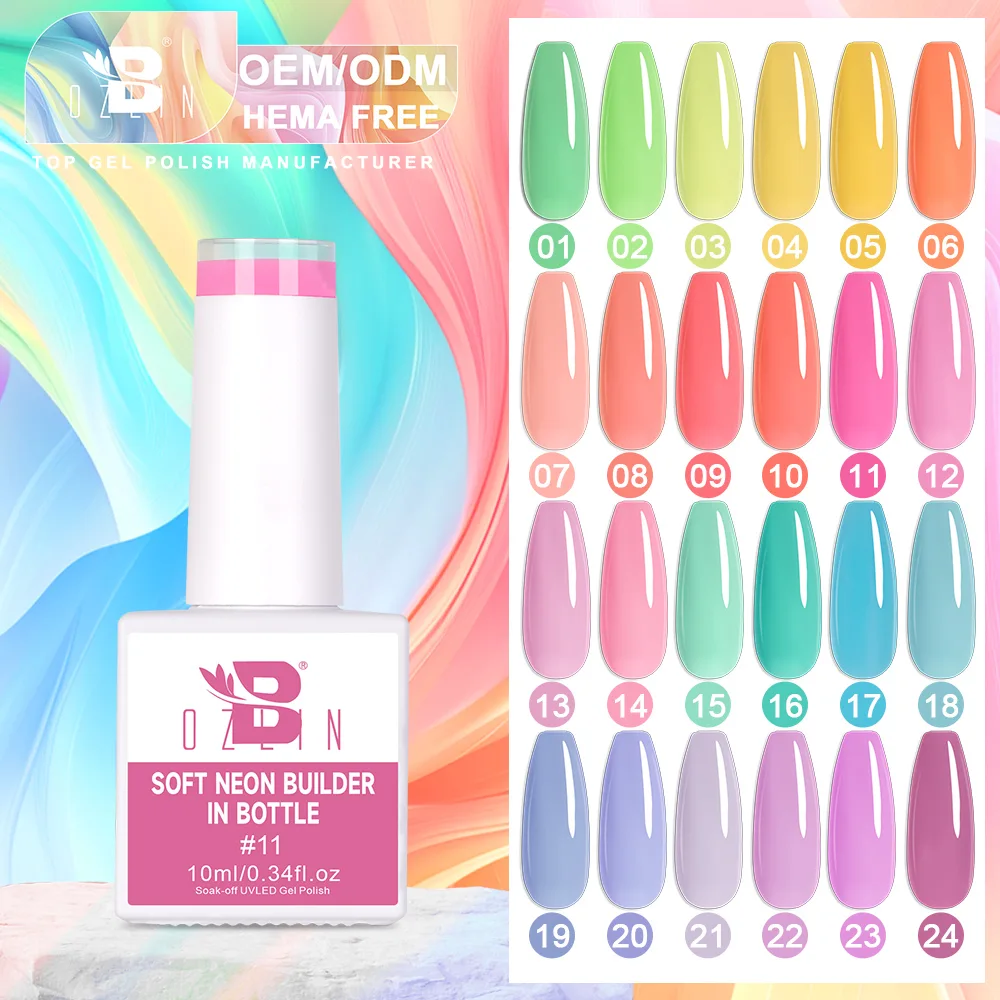 Bozlin Hema Free 5-in-1 Neon Gel Builder Nail Extension Gel OEM Wholesale 1