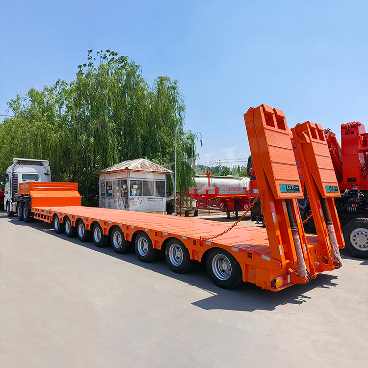 8 Axles 120 Tons Lowbed Semi Trailer Hydraulic Ladder 3