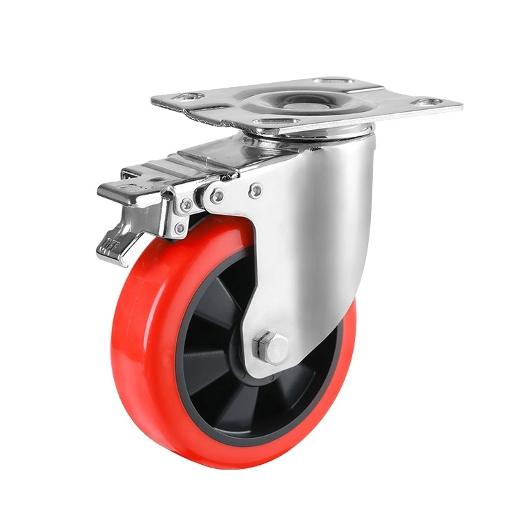 Quiet And Wear Resistant Pu Rotating Casters Casters Medium Heavy 120 To 200 Kg 4inch Red 360 Degree Rotating Casters 1