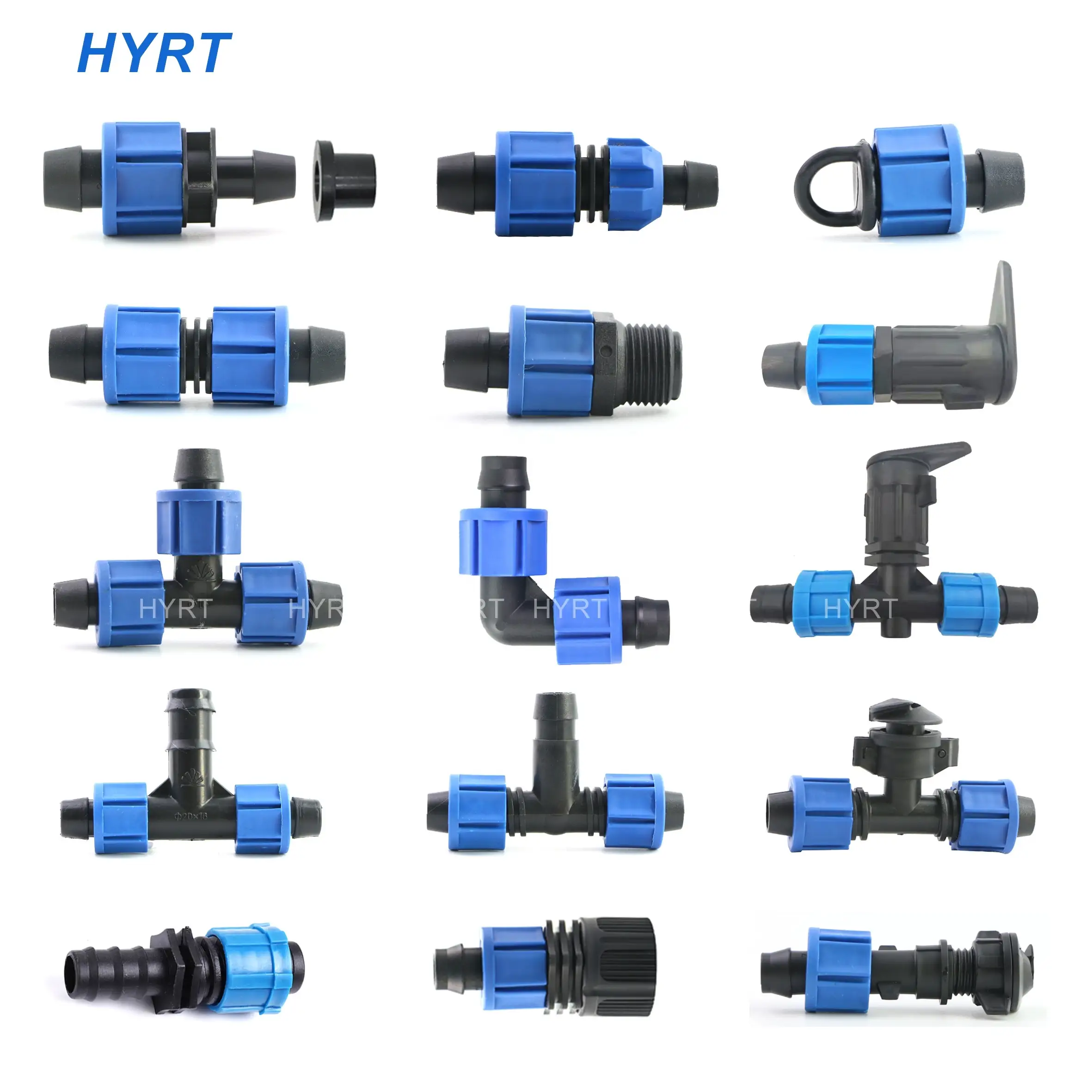 HYRT 16/20mm 蓝色塑料滴灌带连接器 1