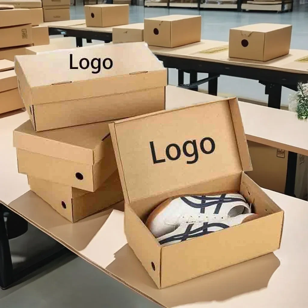 Wholesale Low Price in Stock Shoes Box Men Kraft Box Carton Folding Men's and Women's Shoes E-Commerce Express Shoe Box Package 1
