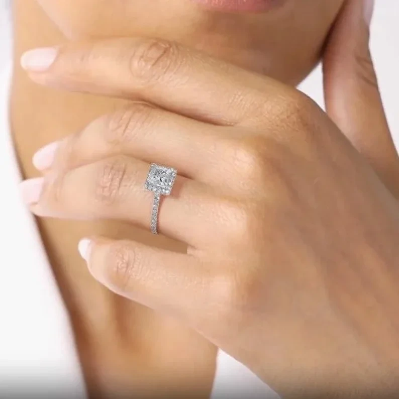 Fabrikpreis 9k fester Goldschmuck mit 1ct Kissen geschnitten D/VVS Labor Diamant Hochzeits-/Verlobungsring Feiner Schmuck 1