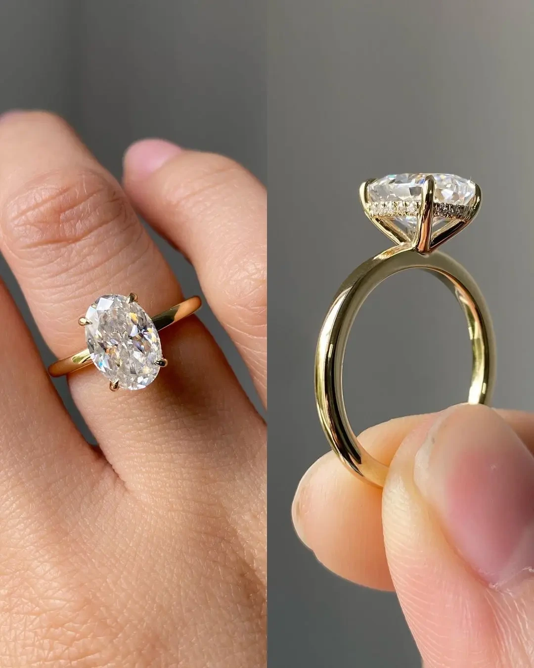Fine Jewelry Lab Grown Diamond Jewelry 14k 18k Gold Oval Cut Lab Diamond Def Vvs 2 Carat Luxury For Girl Women Engagement Ring 1