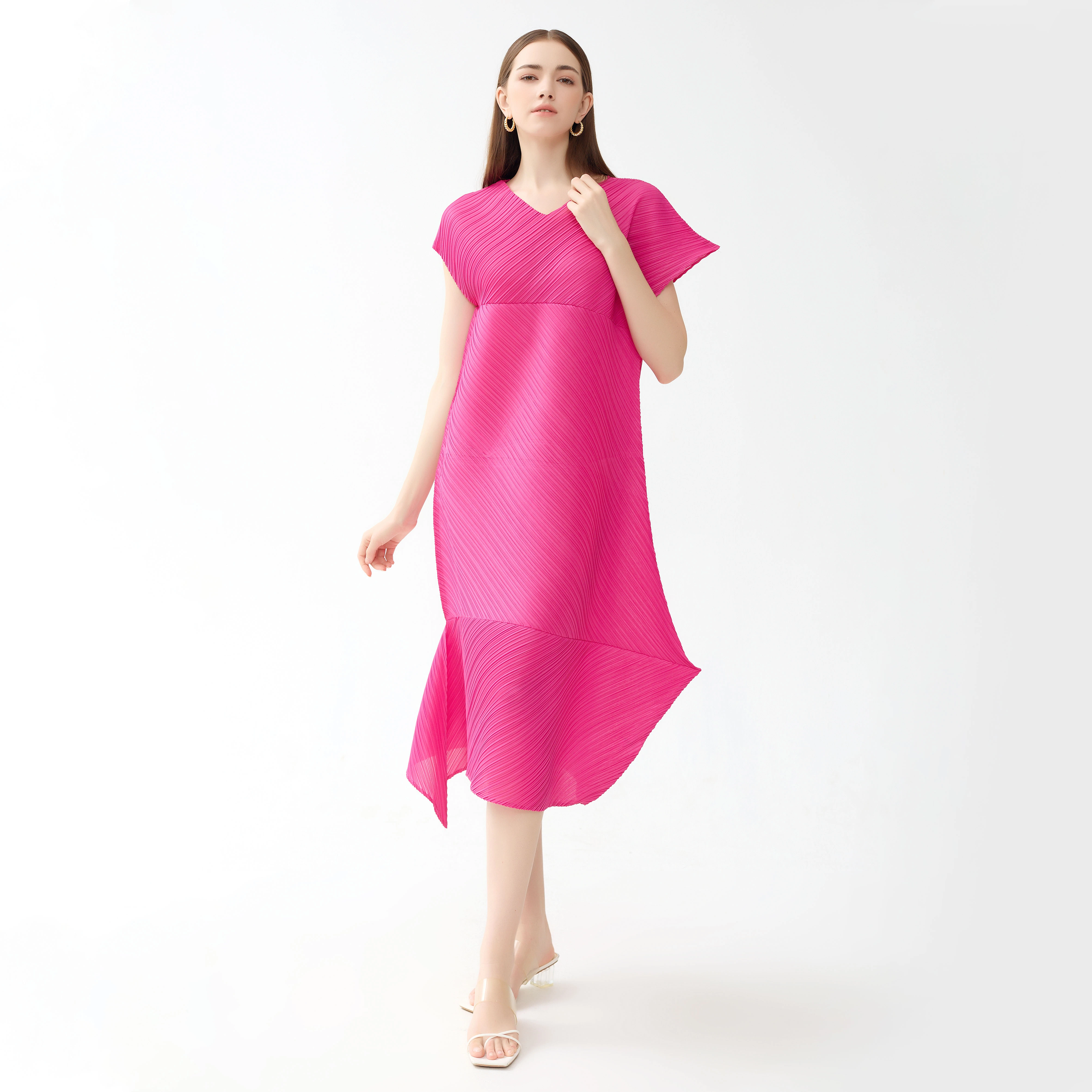 Fashion 2024 Manche de manche irrégulière patchwork V-col 1
