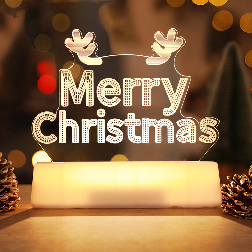 Creative 3D acrylic Christmas tree decorative light GL-S09 battery-powered LED light string acrylic base night light decoration 1