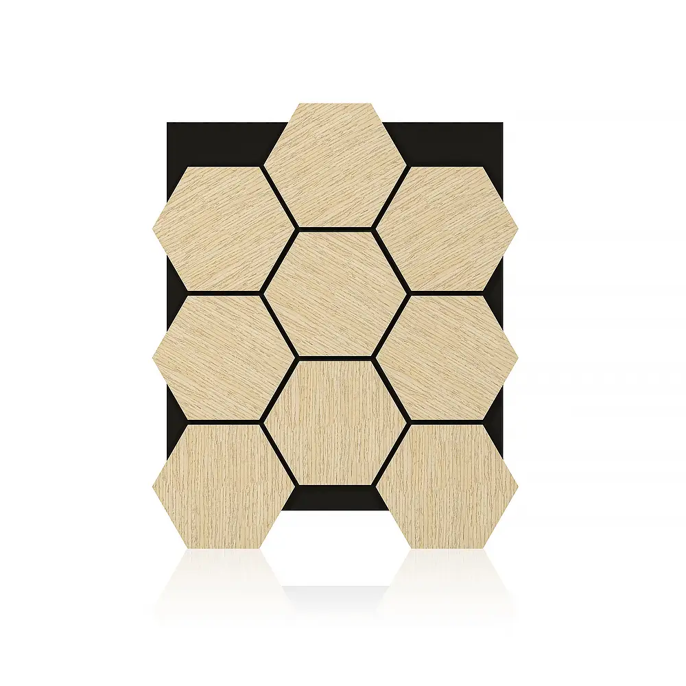 White Oak Perforated Wood Acoustic Panels with Hexagon Wall Design 1