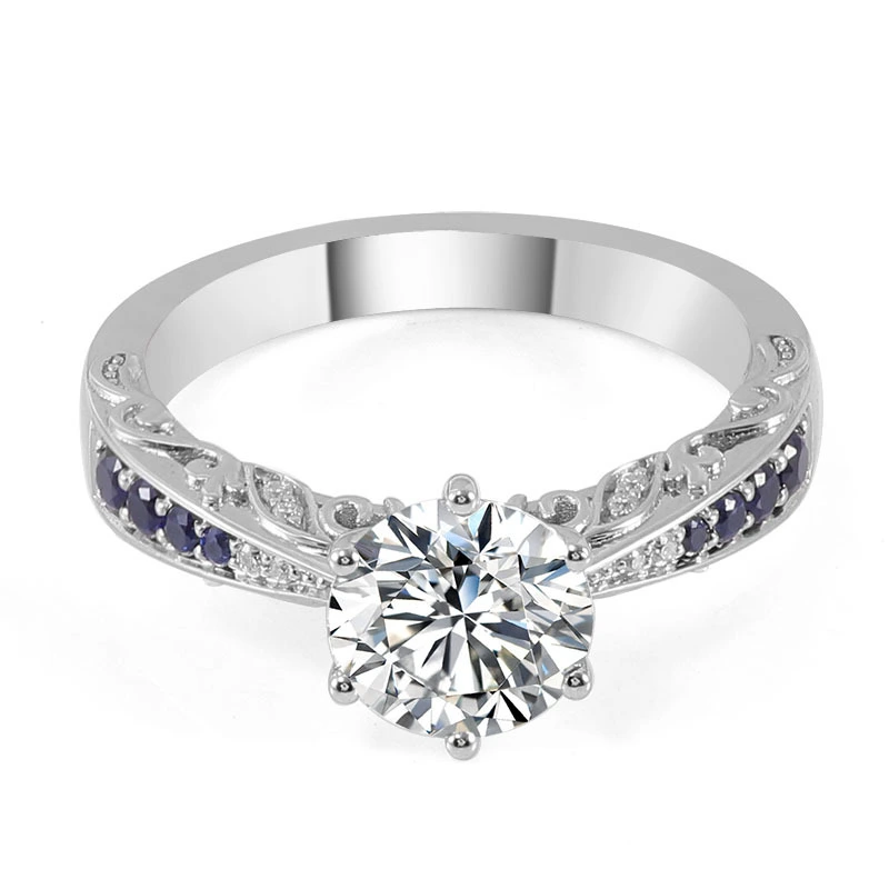 Bague de fiançailles en or blanc massif 18 carats avec moissanite taille brillant rond 1,5 ct, tendance, bijoux de mariage 1