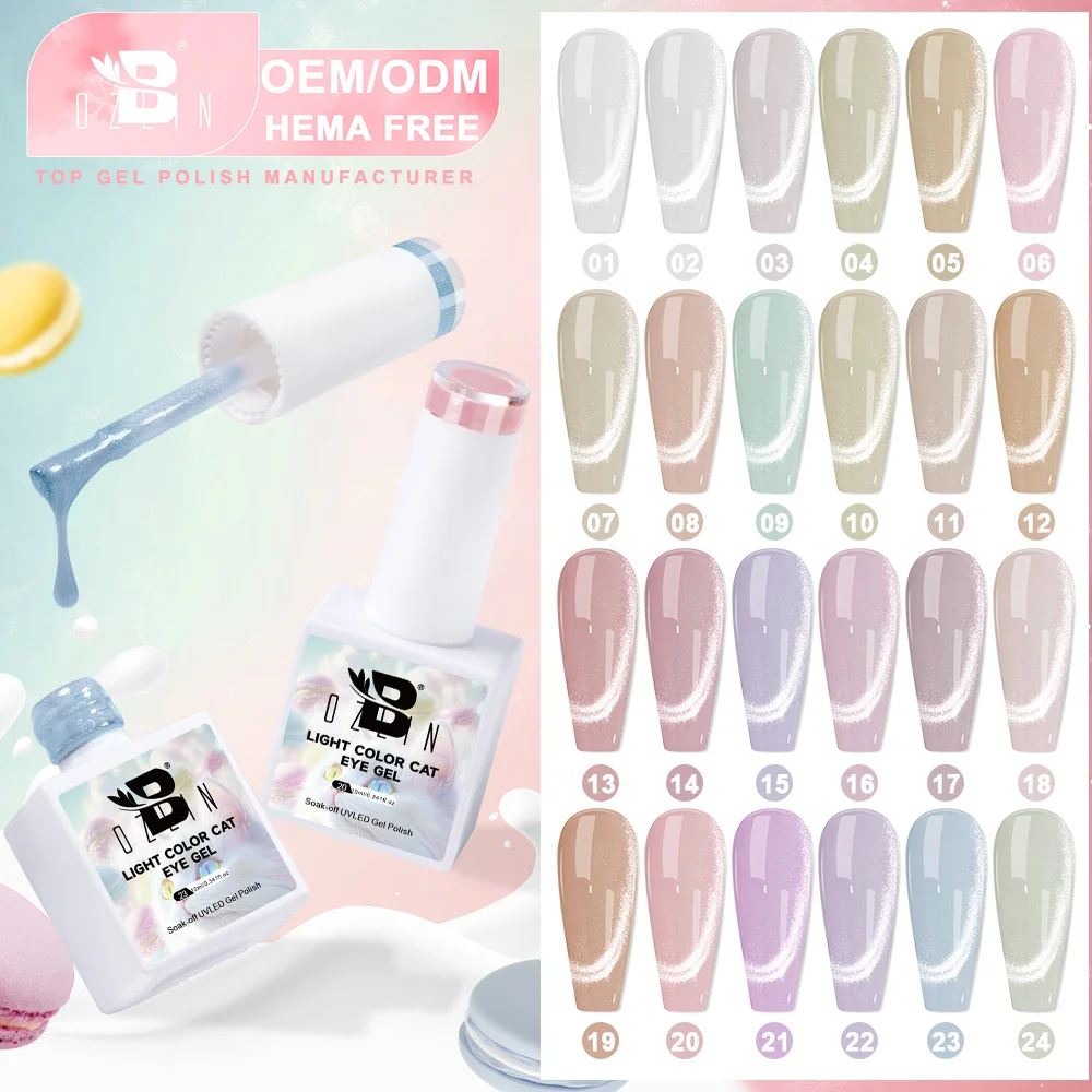 Гель-лак Bozlin Pastel Cat Eye Gel Polish, нетоксичный, с магнитным эффектом, не содержащий вредных веществ. 1