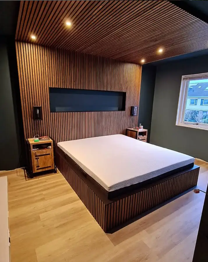 3D Wood Veneer MDF Curved Acoustic Slat Wall Panel Bendable Wave Board 1