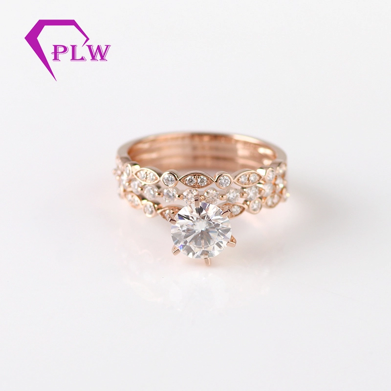 Joyería de diamantes de moissanite de corte elegante 7 mm de 14k Rango de oro rosa 1