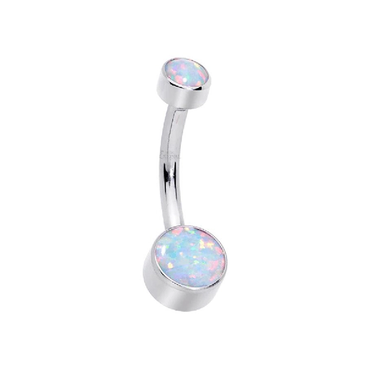 Eternal Metal 14g High Grade Astm F136 Titanium Internally Threaded Synthetic Opal Belly Ring Body Jewelry 1