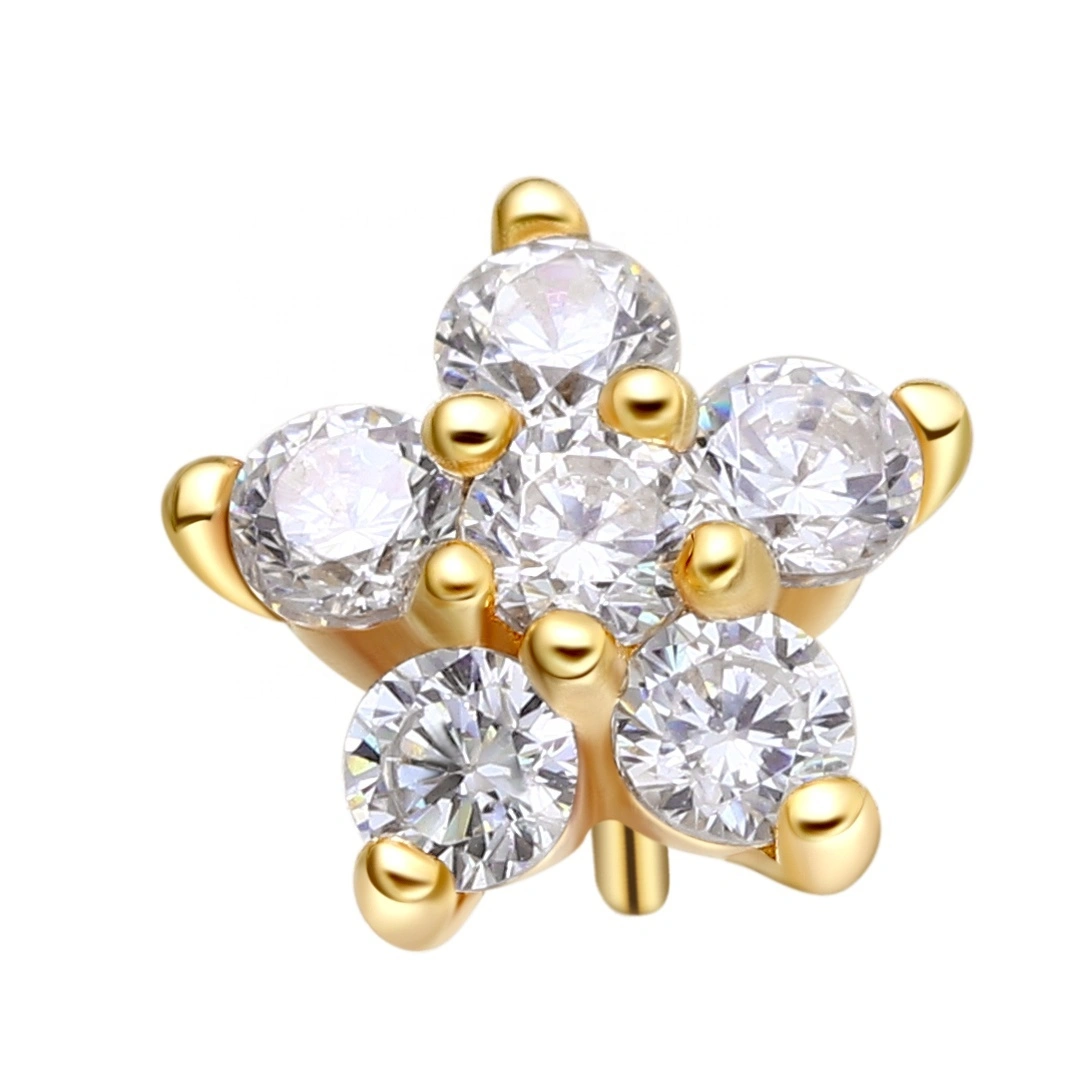 Eternal Metal 14k Solid Threadless Tops With Flower Shaped Piercing Jewelry 1