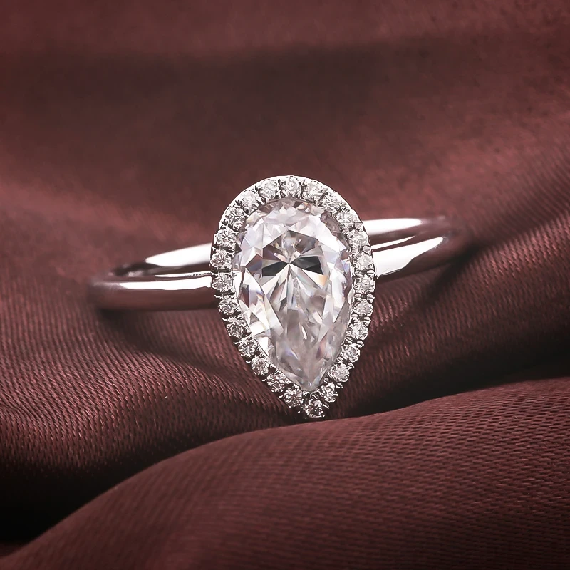 Ensemble d'anneaux de mariage à vente chaude Moisanite Anneaux de 14 carats en or de poirie d'or Cut Solitaire Moisanite Anneaux 1