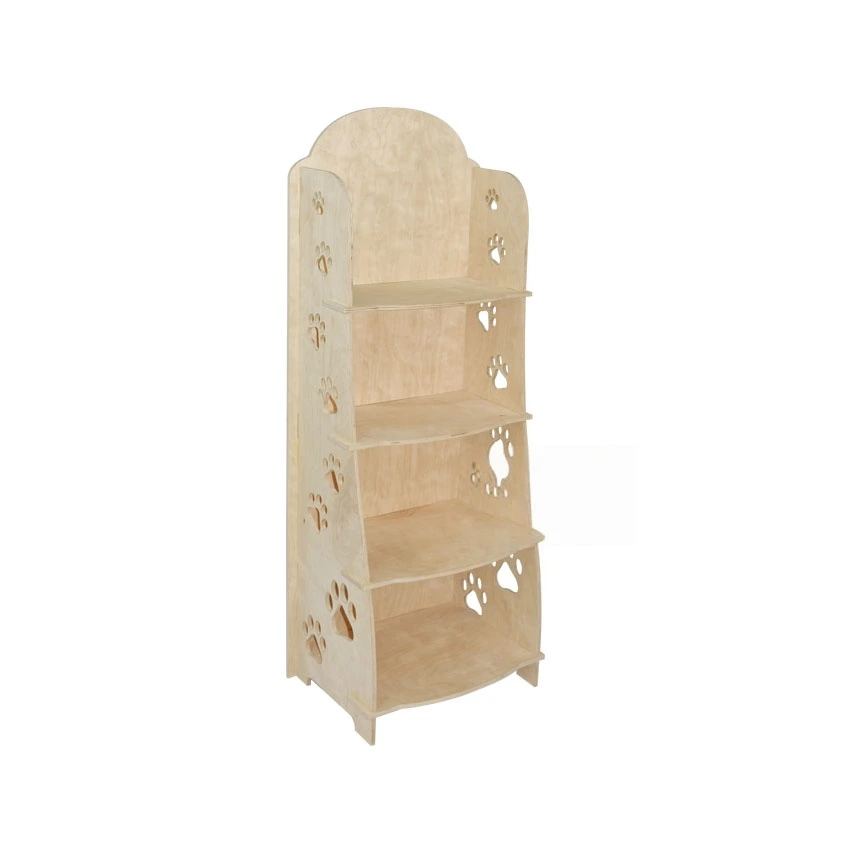 Wooden Display Racks Floor Standing 4 Tier Wooden Display Rack Paw Cutouts 1