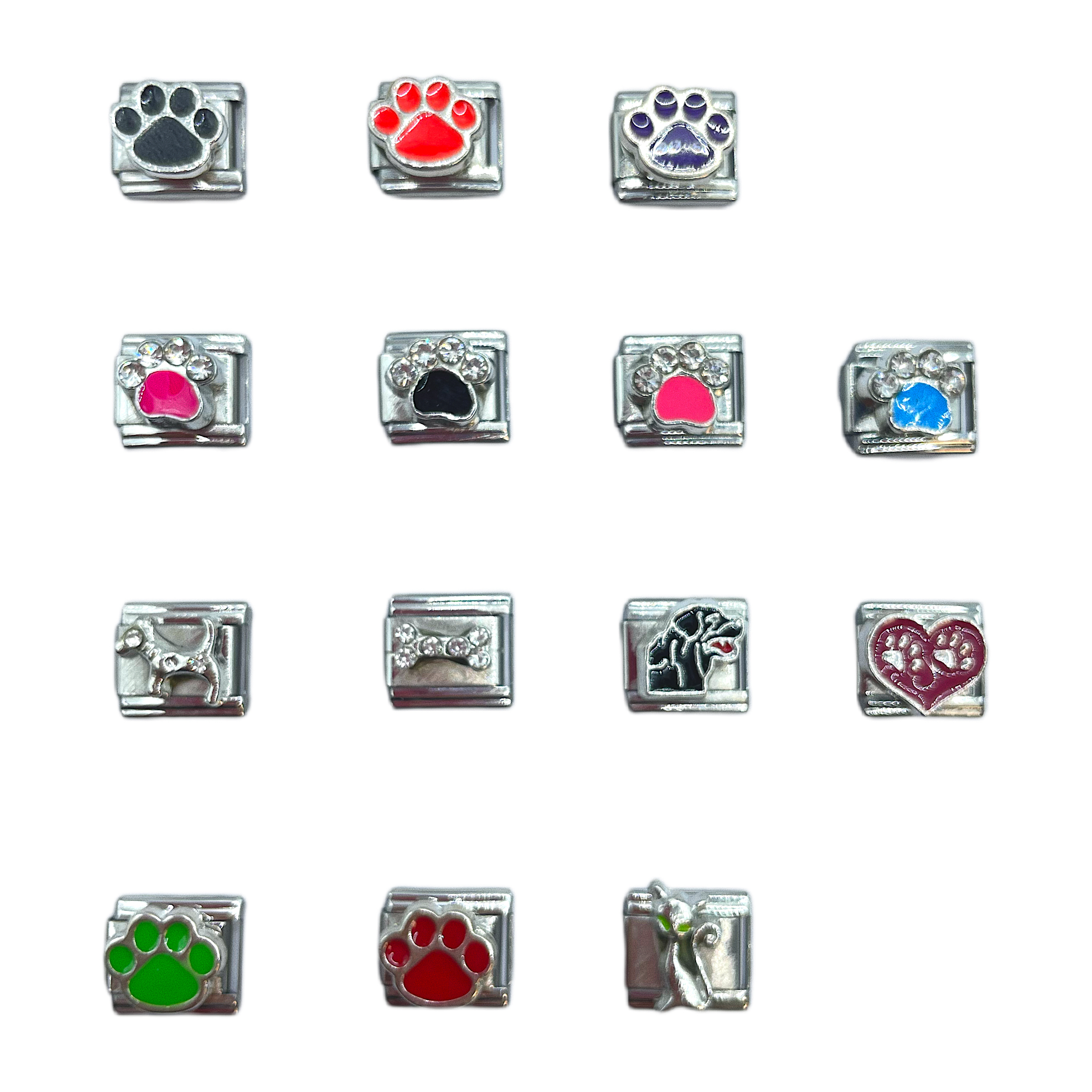 2024 Diy Personalized Shining Puppy Dog And Dog Paw 304 Stainless Steel Italian Charm Bracelet 9mm * 10mm Module 1