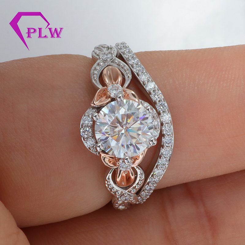 Verlobungsring mit Moissanit-Diamanten im Herz-Pfeil-Schliff, 2 Karat, mit gebogenem Band, 14 Karat Weißgold<000000>Roségold 8