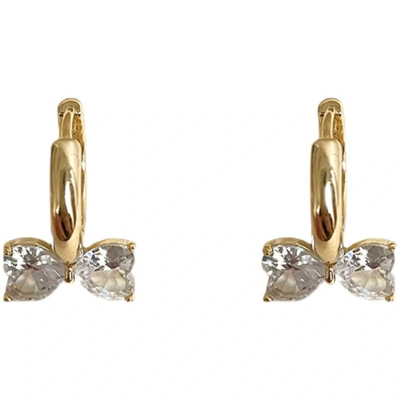 S925 Zircon Bow Earrings Light Luxury High Grade Feeling Earrings Female Style Earrings Wholesale Jewelry 1