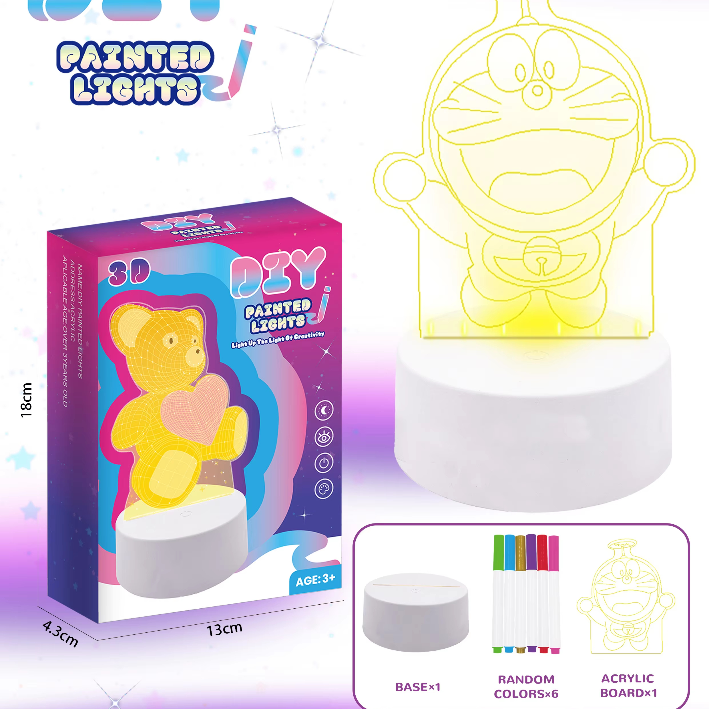 Creative Acrylic Lamp  Gl-CY16 3 Color Changing Drawing Board USB Touch Night Light Guangli 1