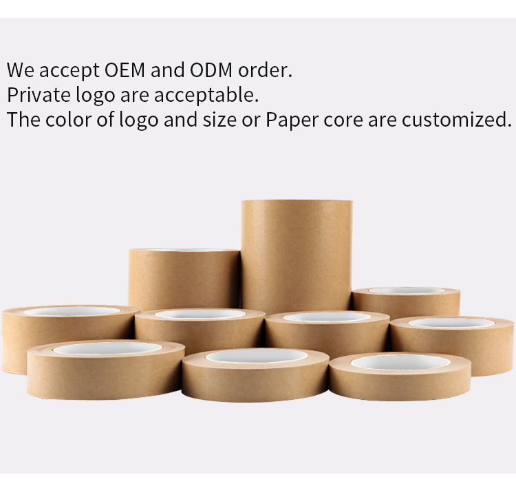 Hot sale Recyclable Kraft Paper Tape with Custom Logo, Eco-friendly Customized kraft Packaging Tape 5