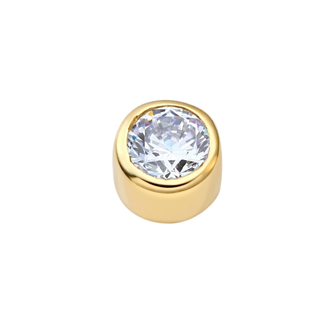 Eternal Metal 14k Solid Gold Bezel Setting Cz Threaded Ends Piercing Jewelry 1