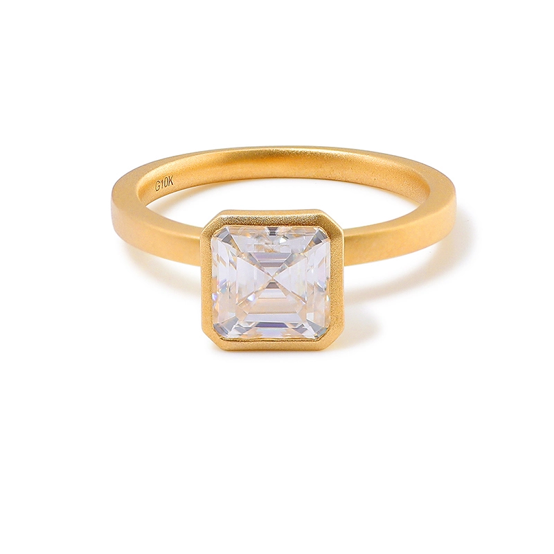 2022 Fashion Ascher Cut Def Moissanite Diamond Diamond Rings 10k 14K 18K Anillos de compromiso de compromiso Anillos de boda de joyas de oro 1