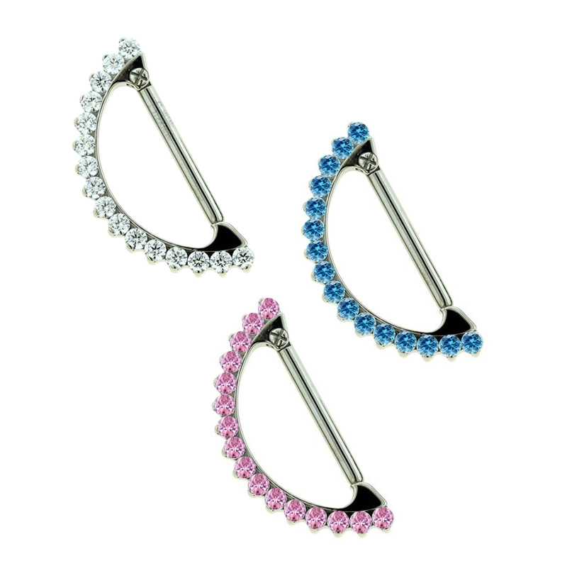 Eternal Metal Astm F136 Titanium Nipple Clicker With Cz Prong Set Body Jewelry 1