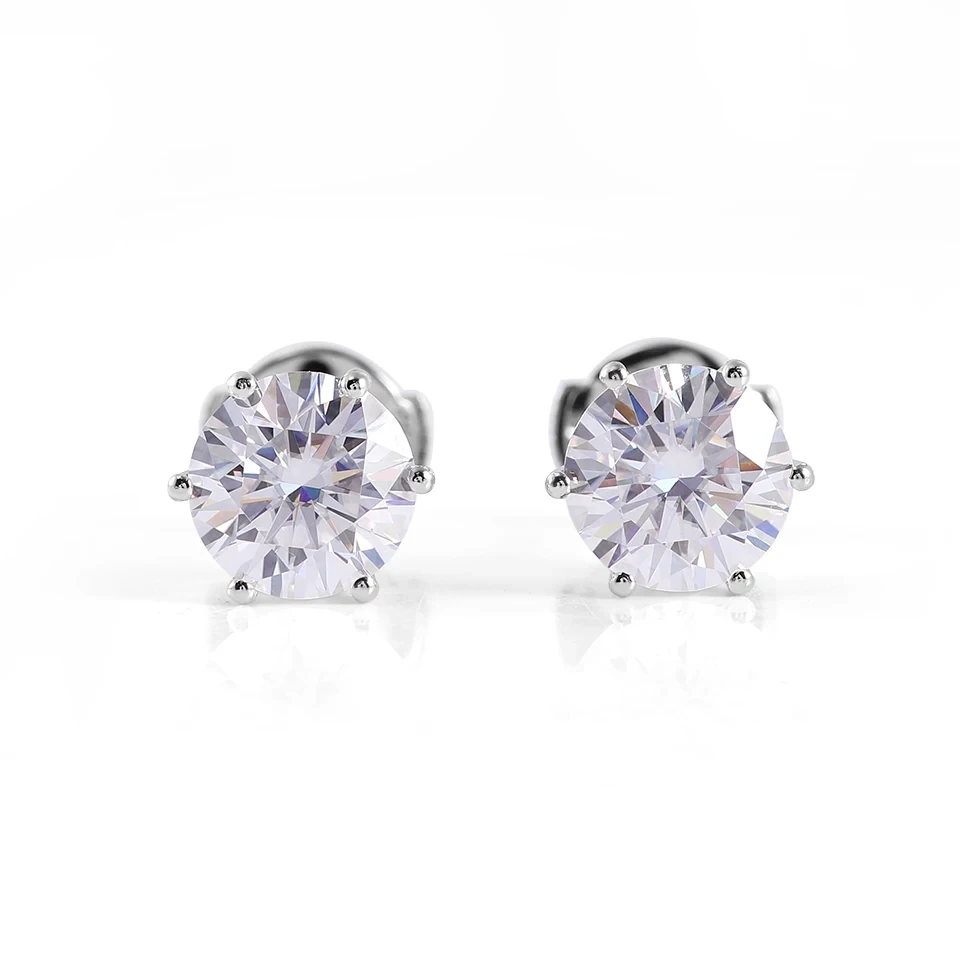 Luxury 1ct Dvvs1 Round Cut Diamond Lab Grown Diamond Stud White Gold Earrings Fashion Iced Out 14k Gold Earrings Stud 1