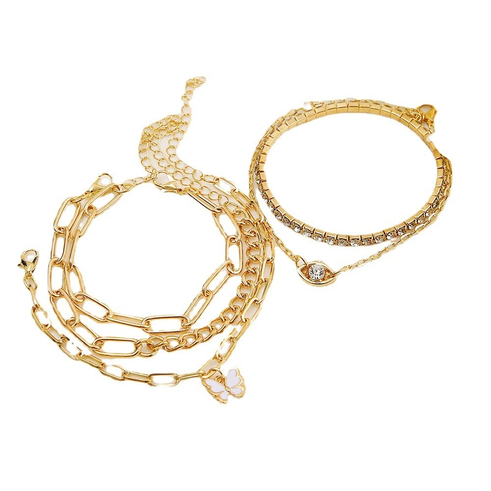 New Geometric Butterfly Diamond Hand Ornament Women's Personality Fashion Chain Punk Hip Hop Bracelet 1