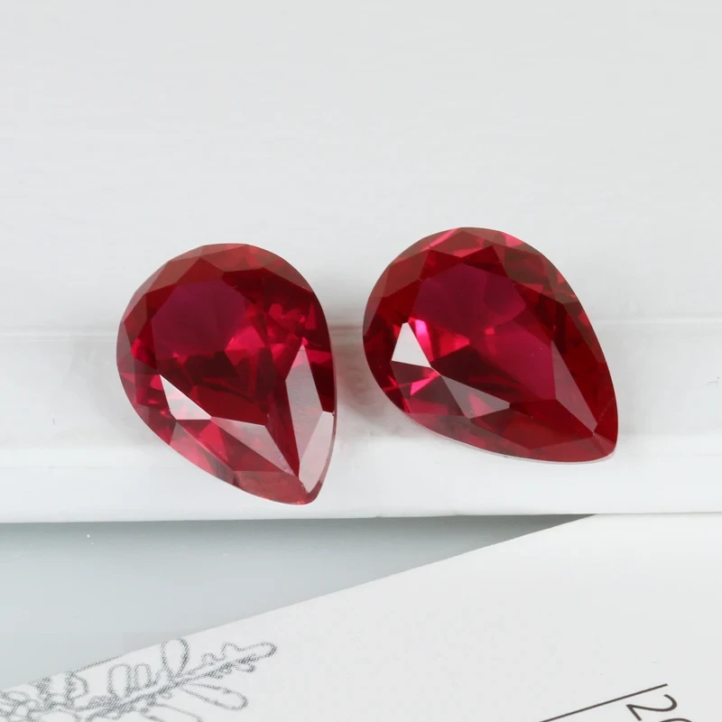 Loose Gemstone Wholesale Pear Cut Synthetic 5# Color Artificial Ruby Price Per Carat For Jewelry Making 1