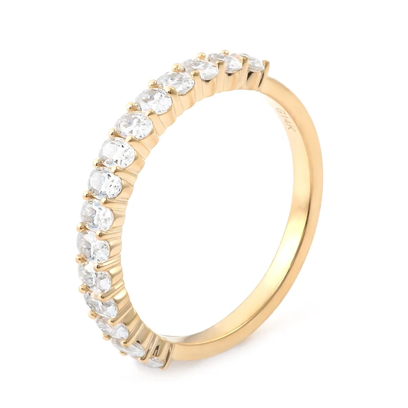 Women's Gift Diamond Ring 14k Yellow Gold Oval Half Eternity Lab Diamond Wedding Ring Band 1