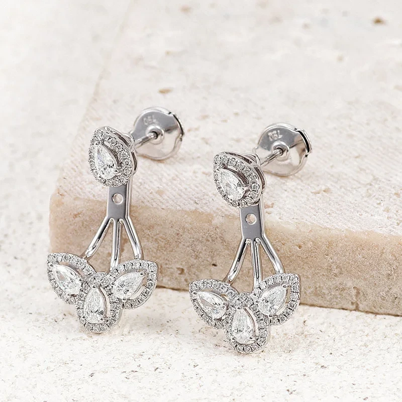 La Pousette Pear Diamond Earring Lab Grown Diamond Ear Front Back Earrings Gold Earrings 18k Lab Diamond Jewelry 1