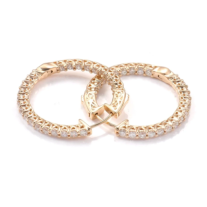 Les boucles d'oreilles en or 14K Gold Set Gold Moissanite Hoops Jewelry for Women Girls 1