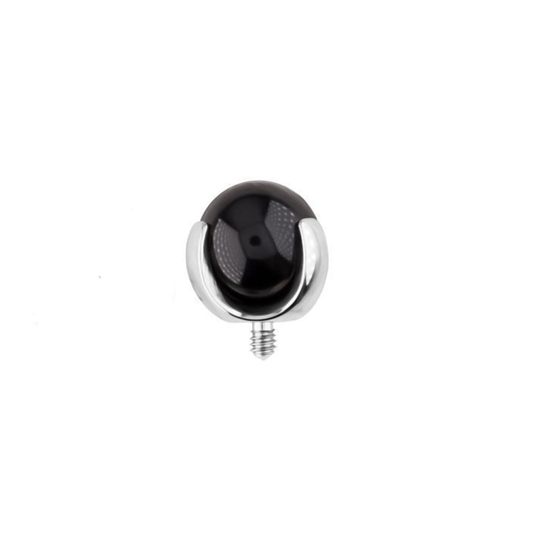 Eternal Metal Astm F136 Titanium Black Agate Onyx Ball Dermal Anchor Prong Top Body Piercing Jewelry 1