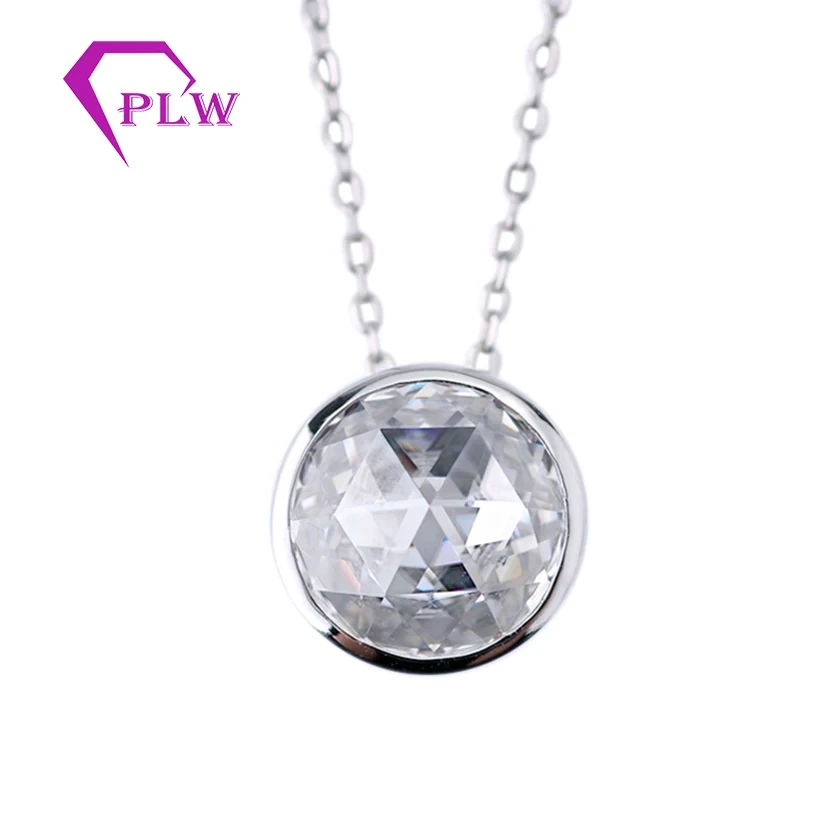 Provence Fashion Jewelry Femme Collier Diamond Round Moissanite Diamond 14K Collier pendentif en or blanc 1