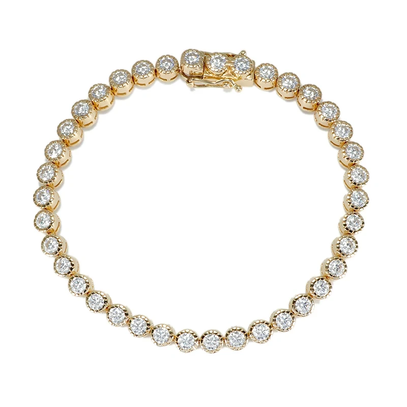 Provence Jewelry Luxury 3mm Def Moissanite 14k Yellow Gold Fashion Style Bracelet Gift For Women Girlfriend 1