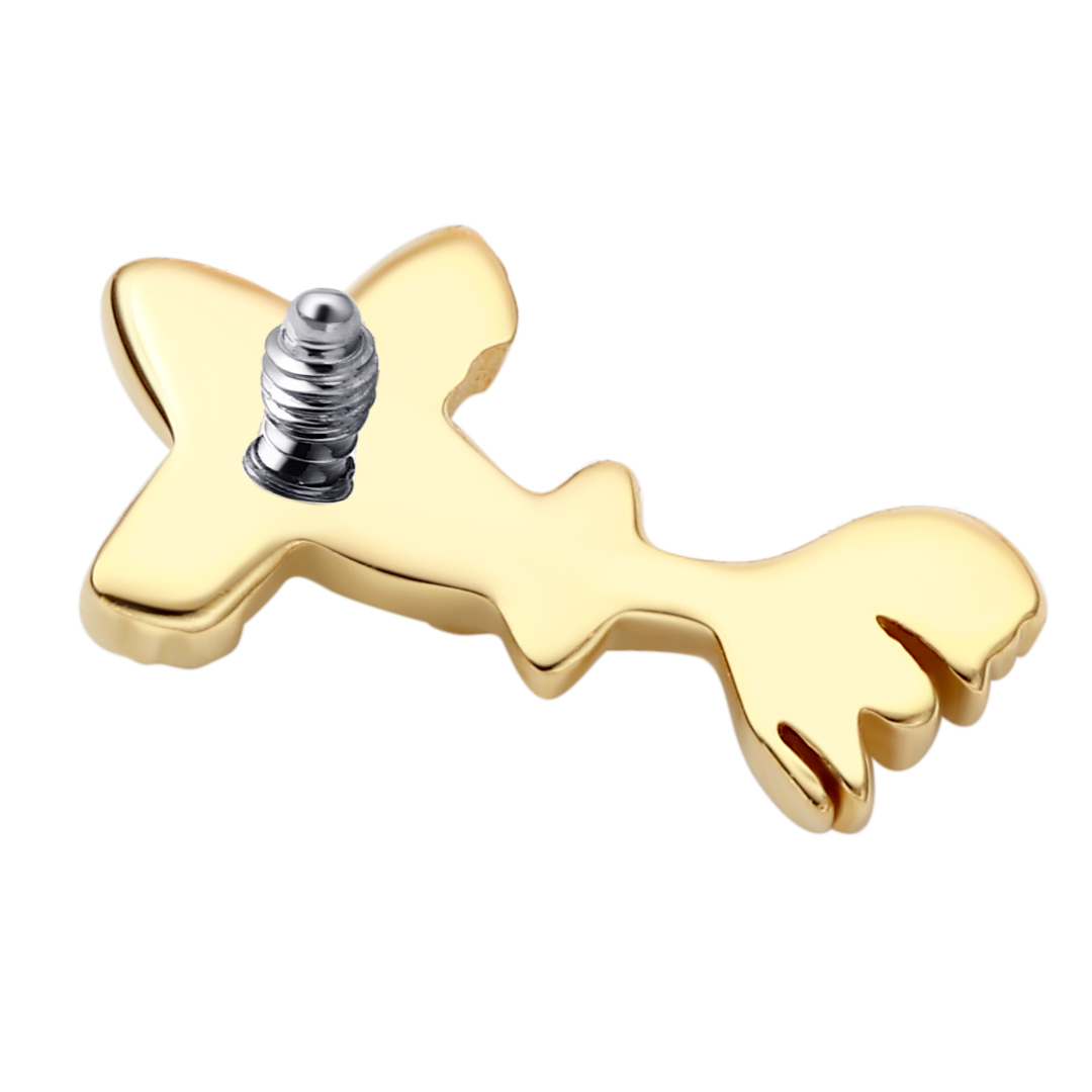 Eternal Metal 14k Solid Gold Swimming Gold Fish Ear<000000>nose Piercing Navel<000000>labret Jewelry Internally Threaded Ends Tops 5