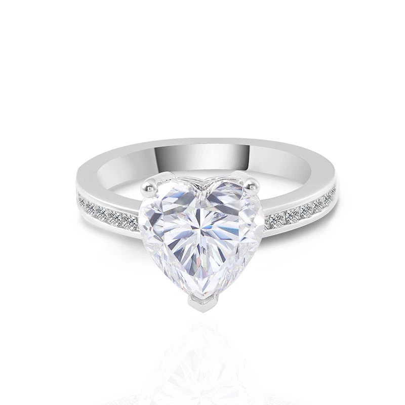 Anillos de joyería personalizados 10k Gold White 3 quilates Cortes de corazón Moissanite Anillos de boda de diamantes Hombres Mujeres Propuesta 1