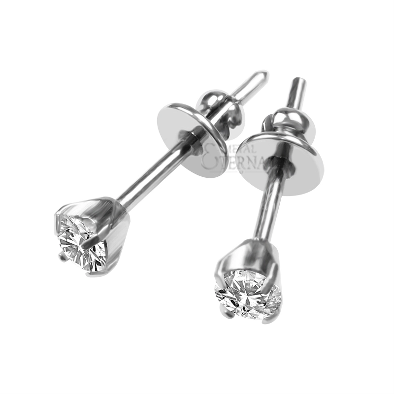 Eternal Metal Astm F136 Titanium Cz Prong Set Titanium Earring Post Body Jewely Ear Rings 1