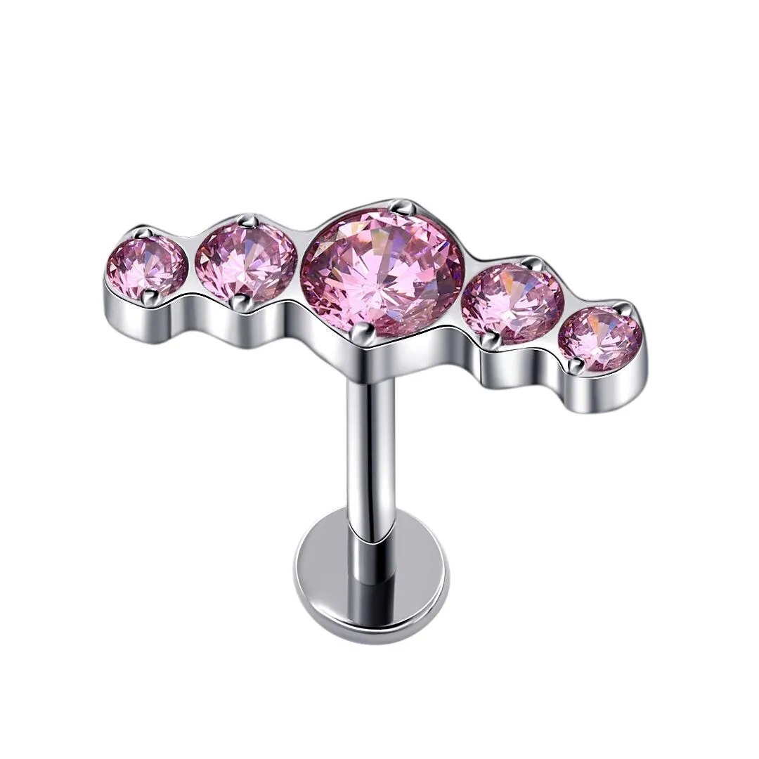 Eternal Metal Pink 5 Bezel Setting Czs Threaded Labret G23 Titanium Piercing Jewelry Titanio Piercing 1