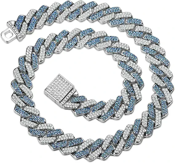 Hip Hop 925 Sterling Silber VVS Moissanit Diamond Schmuck Kubanische Verknüpfungsketten Moissanit Halskette für Männer vereisen 1