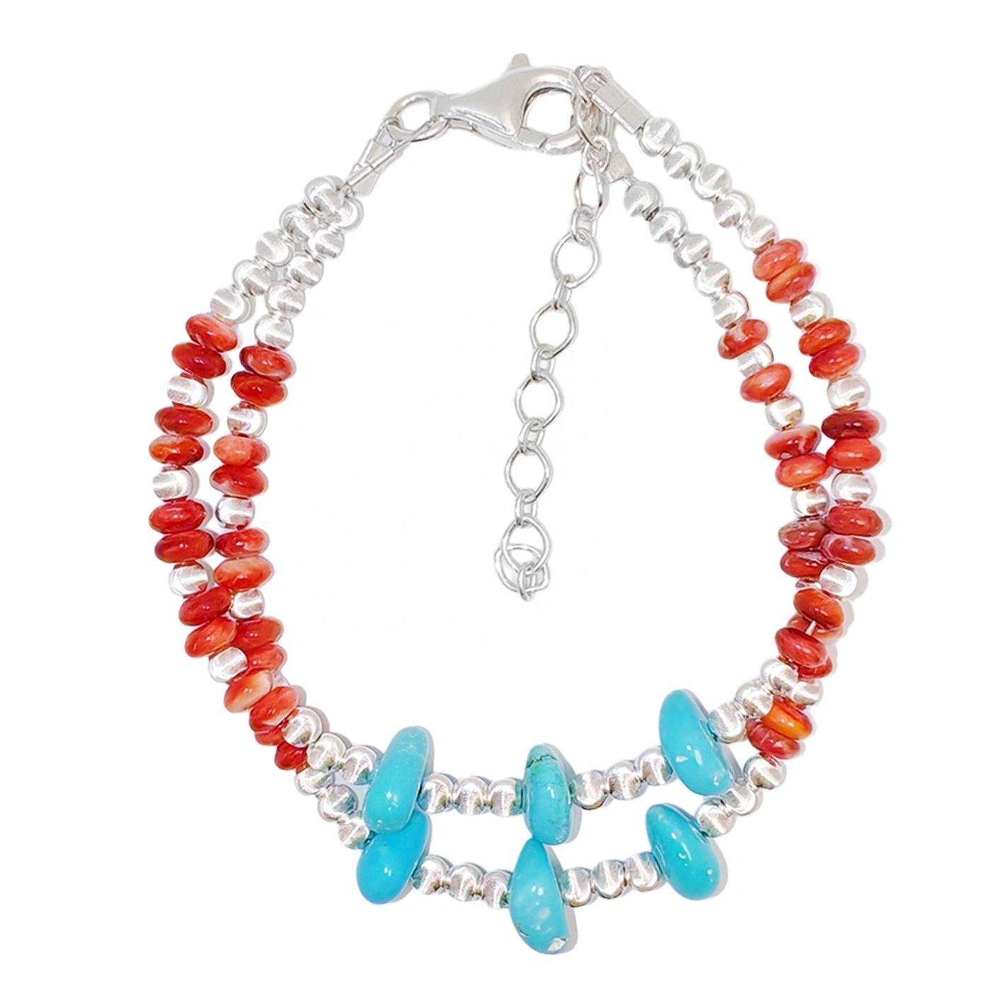 Double Winter Natural Turquoise Bracelet Red Spiny Oyster With S925 Silver Exquisite Bracelet High Jewelry Designer Custom 1